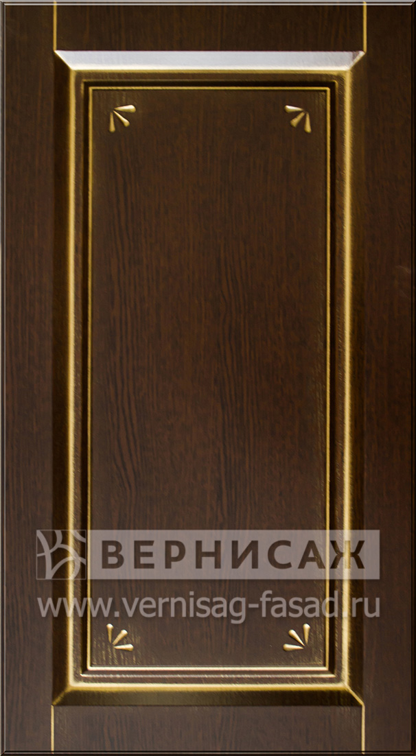 Фасады в пленке ПВХ, Фрезеровка № 44, цвет Орех премиум, патина - золото 