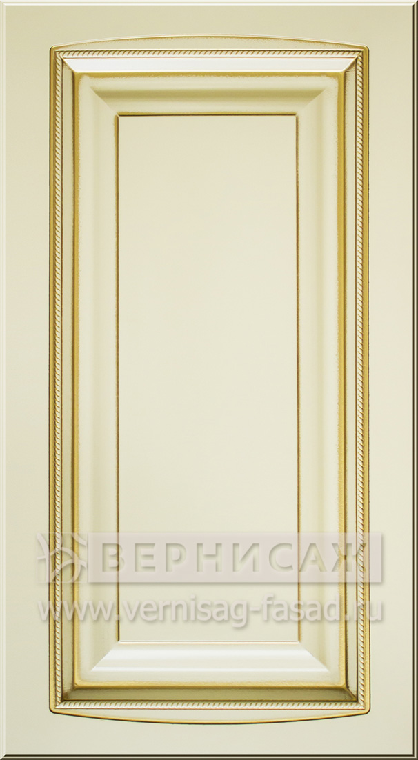 Фасады в пленке ПВХ, Фрезеровка № 55, цвет Ваниль, патина - золото 