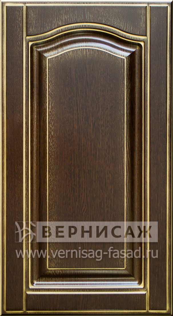 Фасады в пленке ПВХ, Фрезеровка № 61, цвет Орех премиум, патина - золото 